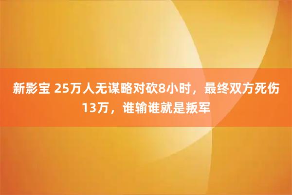 新影宝 25万人无谋略对砍8小时，最终双方死伤13万，谁输谁就是叛军