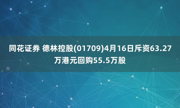 同花证券 德林控股(01709)4月16日斥资63.27万港元回购55.5万股