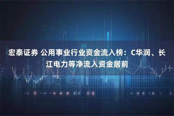 宏泰证券 公用事业行业资金流入榜：C华润、长江电力等净流入资金居前