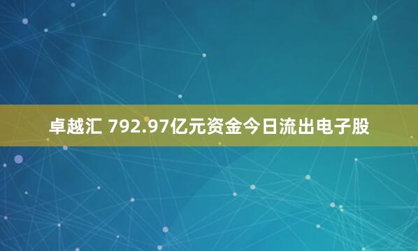 卓越汇 792.97亿元资金今日流出电子股